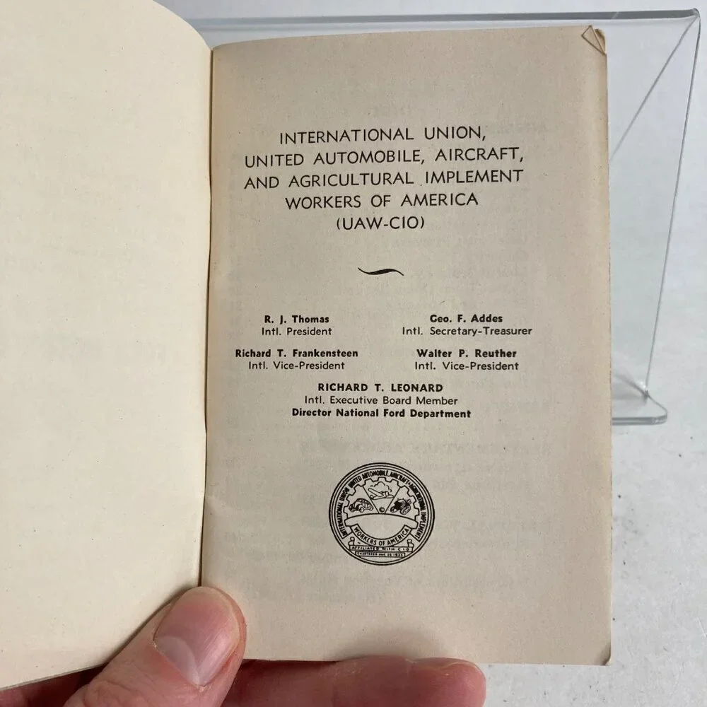RARE 1942-43 Ford Motor Company Union Agreement Book Vintage UAW Contract WWII